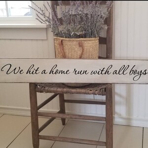 We Hit a Home Run Sign - You me and the Boys Wooden Sign- Home Sign -  Farmhouse Décor - Home Décor - Rustic  -  Primitive Sign - Family
