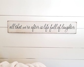 Laughter Wood Sign - Family Sign - Wedding Gift - Gallery Wall Sign - Together is our favorite place to be - Rustic Decor - Farmhouse Decor