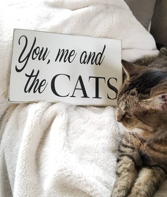 You me and the CATS Wooden Sign -  Farmhouse Décor - White Sign - Fixer Upper -Home Décor - Rustic -  Primitive Wood Sign - Cat Sign