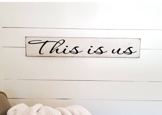 This is us Wooden Sign - Family Sign - Farmhouse Décor - White Sign - Fixer Upper -Home Décor - Rustic -  Primitive Wood Sign -  Large