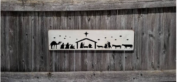 Christmas Sign - Nativity Sign - Holiday Decor - Christmas Decor -  Farmhouse Sign - Religious Sign - Farmhouse Decor - Primitive Sign -