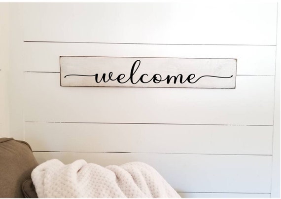 Welcome Sign - Farmhouse Décor - Farmhouse Sign - Stay Awhile - Primitive Sign - Rustic - Shabby Chic - Kitchen Sign - Entryway Sign