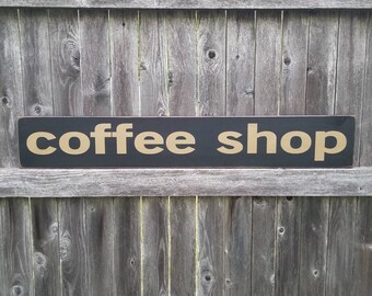 Rustic Coffee Shop Wooden Sign - Farmhouse Kitchen Decor