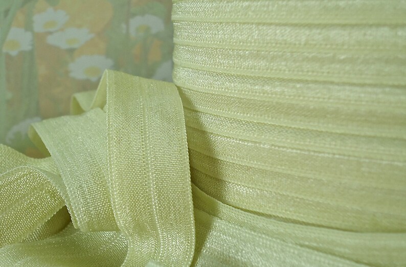5yd Light Green Elastic Fold Over Ribbon Trim diy baby Headband hair ties FOE ribbon wand streamers bra making lingerie Stretch bias tape