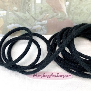 5yds Black drawstring Cord Braided Cotton fabric thick string for diy Sewing hoodie waistband lacing macramé jewelry making upholstery trim