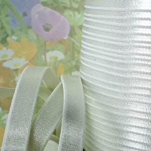 3yd White Elastic Satin Ribbon Shiny Trim 3/8 inch diy Bra Band Elastic Straps Headband making Lingerie Garter Belt Stretch sewing edging