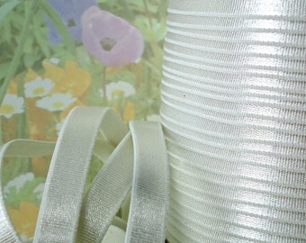 3yd White Elastic Satin Ribbon Shiny Trim 3/8 inch diy Bra Band Elastic Straps Headband making Lingerie Garter Belt Stretch sewing edging