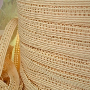 5yds Stretch band Trim Skinny Peach Elastic Picot by the yard Rick Rack 3/8&quot; Single sided Edging diy Headband sewing bra Lingerie waistband