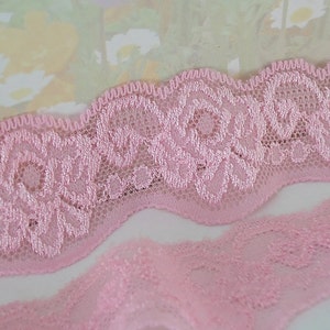 5 1/2yds Stretch light Pink Lace Trim 1 1/2&quot; wide Scalloped edge Ribbon for diy Lingerie Sewing Headband Wedding bridal underwear bra making