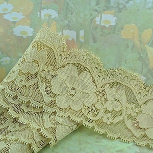 3yds Elastic Lace Ribbon Tan* Stretch Lace Trim 2 inches wide for Baby Headbands DIY Wedding Lace bra making lingerie Edging cute