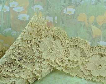 3yds Elastic Lace Tan* Trim 2" Wide Ribbon Strong Stretch 2" for diy Headband Sewing Bow bra making Waistband lingerie Garter