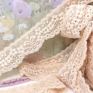 3yd Stretch Lace ribbon Trim Tan Light Brown 1" 1/4 inch Edging for diy Headband Lace underwear lingerie bra making Bow doll sewing trim