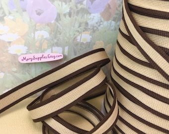 5yd Brown Tan Woven Flat Cord drawstring trim 1/2" wide for diy sewing waistband replacement drawstring tie headband Fabric Ribbon