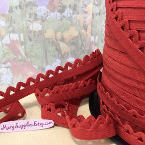 5yd Picot Skinny Elastic Lace 1/2&quot; Stretch Zig Zag Scallop Fall Burnt Orange diy Headband Sewing lingerie Underwear waistband Elastic Trim