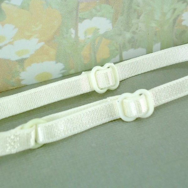 2 Bra Straps Adjustable Ivory Satin Elastic Bra Straps 1/4" inch wide Skinny Thin for diy Lingerie Camisole Bra making Headband band