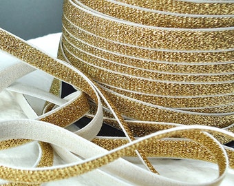 3yds Gold Elastic woven plush White back 3/8" Metallic band for diy bra making Straps lingerie headband choker sewing doll cloths Trim