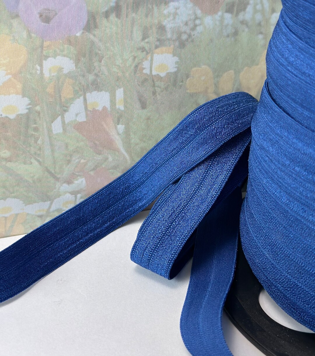 5yd Elastic Fold Over FOE Deep Blue Stretch Ribbon Trim Band Etsy