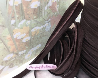 5yd Dark Chocolate Brown Elastic Piping lip cord 3/8" inch wide for diy sewing clothes pillows stuffed toys doll supplies bra lingerie