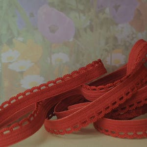 5yds Elastic Picot Trim Burnt Orange 3/8&quot; loop scallop Stretch Edging for diy Sewing Bra Making lingerie Underwear waistband doll cloths