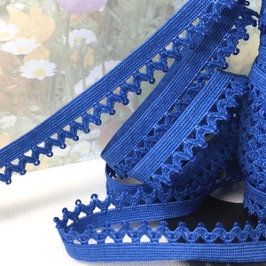 5yd Elastic Picot Panty Trim Medium Blue 1/2&quot; Stretch lace Rick Rack Edge diy Little baby crown Headband for Sewing lingerie bra making