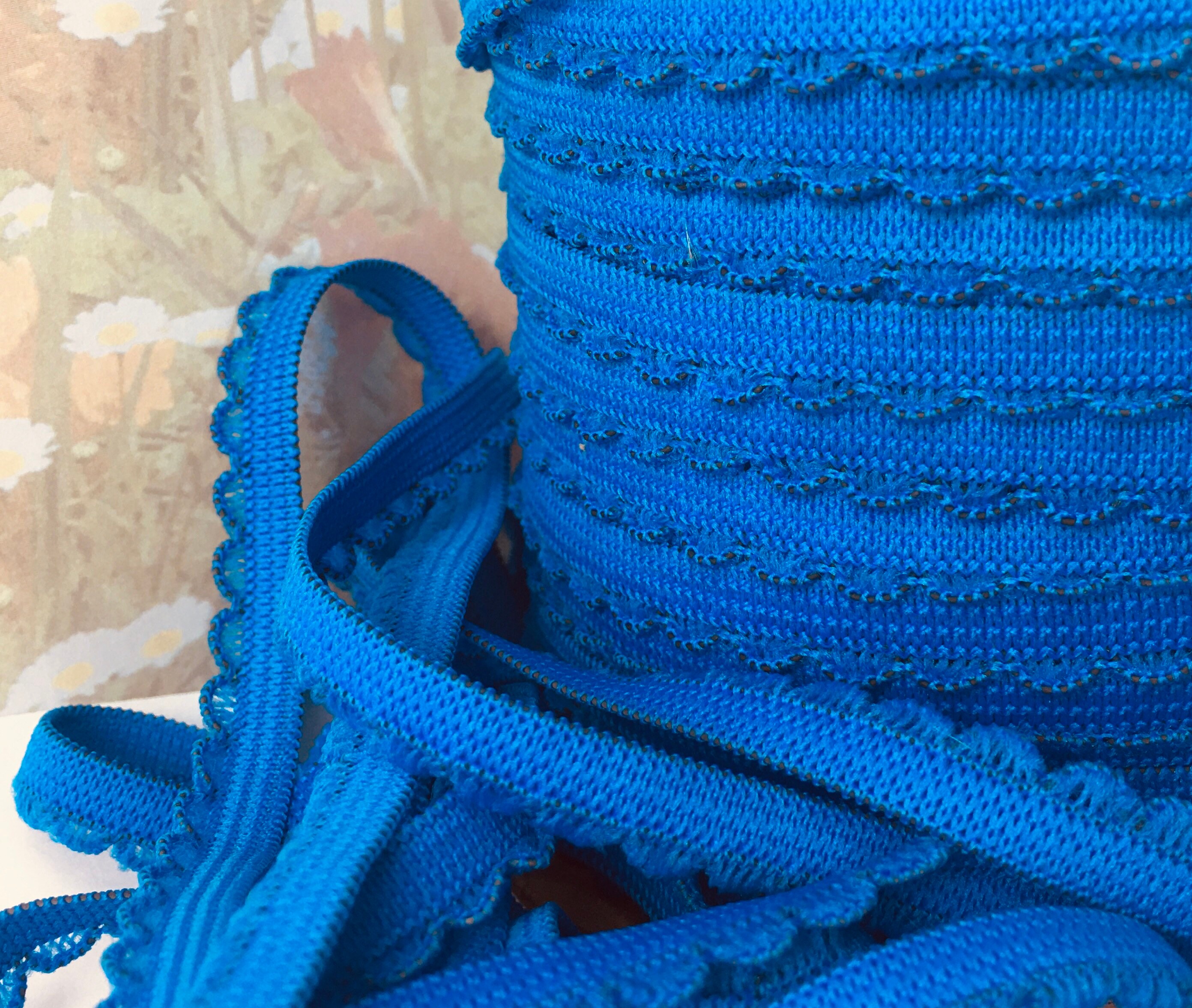 5yd Elastic Blue Picot Stretch 3/8 Sewing Trim Single Etsy