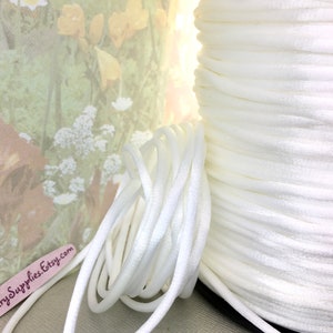 10yd White* Nylon Polyester Rattail Cord String 3mm for diy Macramé Necklace Beading cord garland string Jewelry making Knotting sewing trim