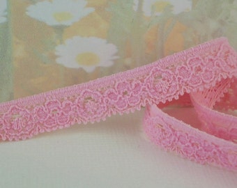 5yds Pink Stretch lace Picot Skinny elastic 3/8 inch Lingerie Lace Sewing Trim Single sided Edging baby Headbands Bra making streamer ribbon