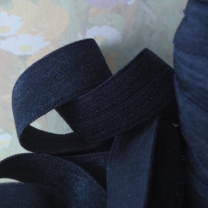 5yds Elastic Ribbon Fold Over foe Dark Blue HeadBand Hair ties 5/8&quot; inch Blue Bra Lingerie waistband bias tape Stretch Trim DB