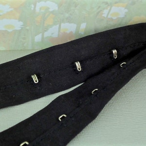 1yd Hook-n-Eye Tape Black Fabric hook and eye bustier trim Bra hook and eye fastener for diy bra making sewing clothes waistband fastener
