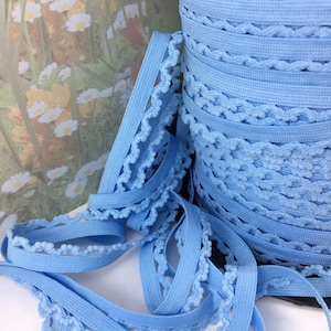 5yd Blue Elastic Picot Panty Trim 1/2&quot; Scallops Rick Rack diy Bra making lingerie Headband Sewing lingerie Single side Edging waistband