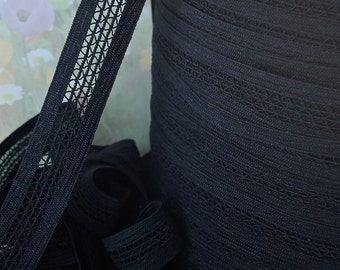Black Stretch Lattice Mesh Elastic Lace Band Trim 3/4 inch wide DIY headbands Bows Sewing lingerie edging bra making doll cloths