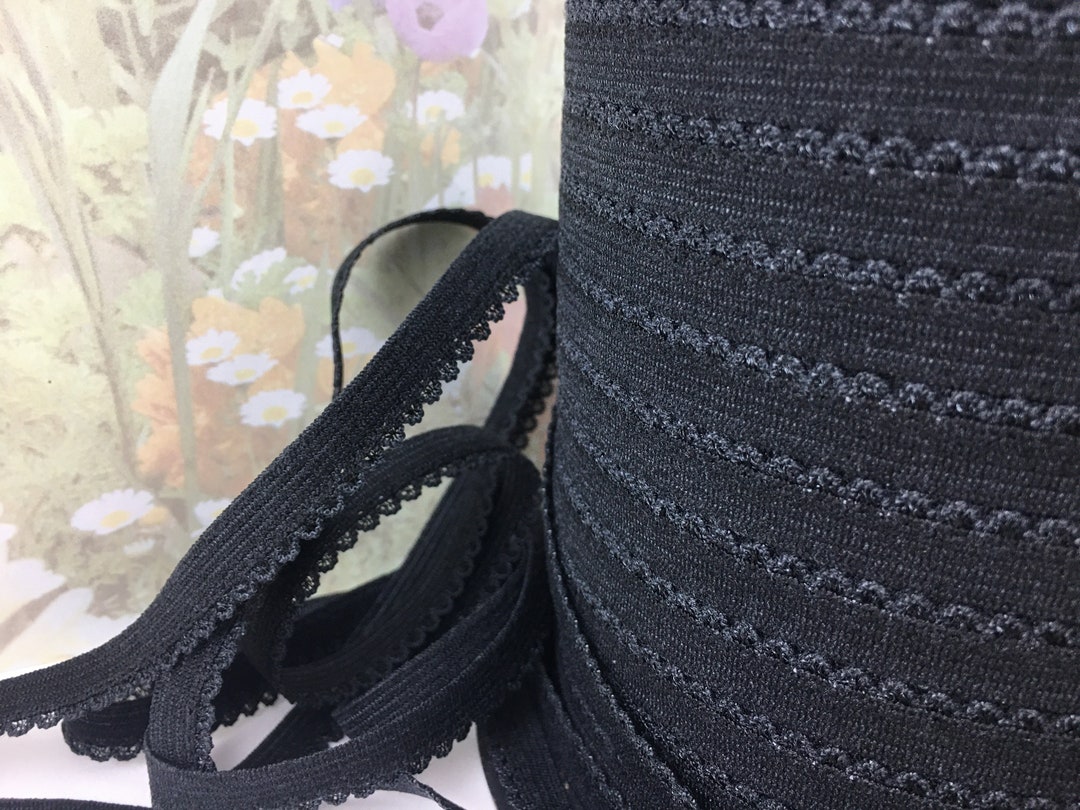 5yd Black Picot Elastic Stretch Skinny Band Sewing Trim Etsy