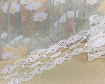 3yds Light Ivory* eyelet lace ribbon Scallop 7/8" - 1" wide insertion lace 1/4" - 1/2" eyelet hole dainty heirloom lace lingerie sewing trim