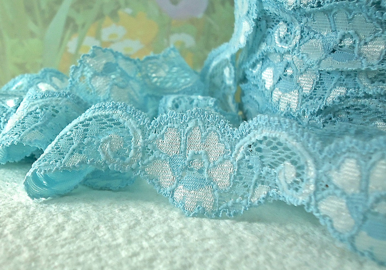 3yds Stretch Lace Ribbon Light Blue Lace Elastic Trim 1 inch Etsy