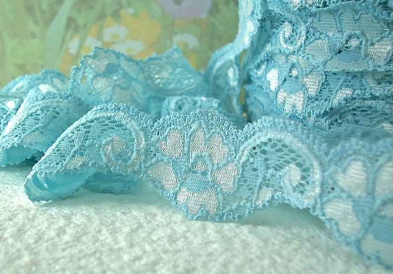 3yds Stretch Lace Ribbon Light Blue Lace Elastic Trim 1 inch Etsy