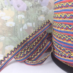 5yd Picot Elastic Trim Rainbow Rick Rack 1/2&quot; Multicolor Orange Blue Yellow for diy bra making lingerie panty waistband sewing