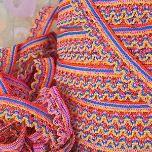 5yd Picot Elastic Lace Trim Decorative Edging Rick Rack 1/2&quot; light weight sewing trim zig zag Rainbow color Soft Stretch Pink Yellow Blue