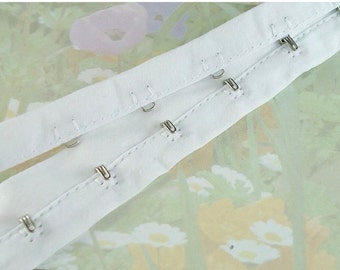 1yd Hook-n-Eye Tape White Fabric hook and eye bustier tape trim 1" Bra hook and eye fastener