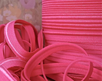 5yds Elastic Piping Pink Lip Cord 3/8" inch Hot Pink Elastic by the 5 yard Bias Tape, Lingerie Elastic, Bra making, Doll Trim ppl