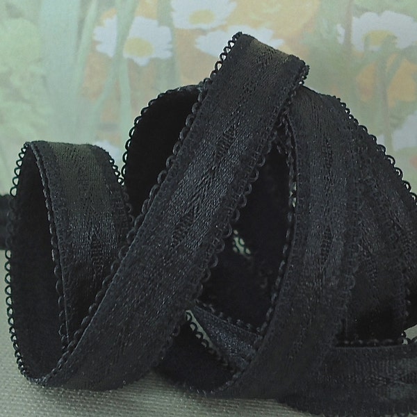 5yds Elastic Satin Shiny Black 1/2" wide Trim Stretch Bands diy Bra Strap lingerie waistband Headbands sewing projects