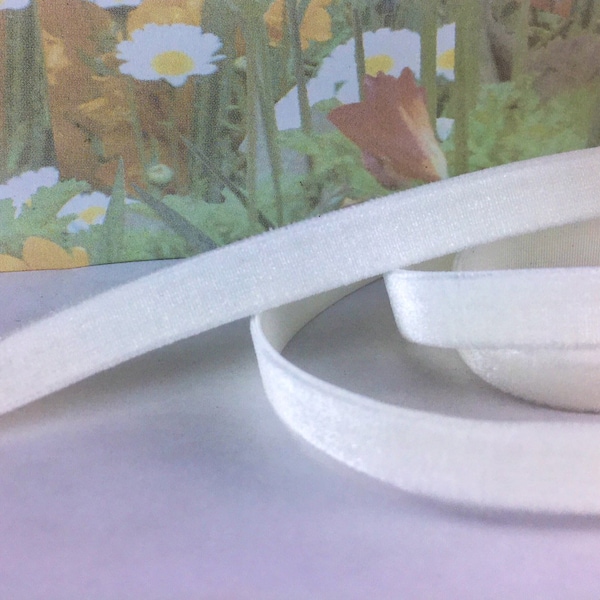 3yd Velvet Elastic Ivory* Stretch Trim 3/8" wide band for diy lingerie intimates bra strap making Supplies Headband hair ties sewing edging