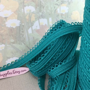 5yds Elastic Picot Trim Aqua Green 3/8 inch Single sided Edging for diy Headband Bra Lingerie Elastic Skinny Sewing waistband intimates