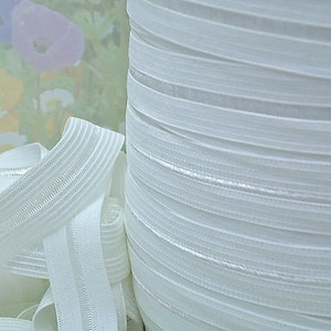 Ruban de finition extensible blanc de 5 mètres replié sur une bande de masque faciale élastique Serre-tête Attache pour cheveux 5/8" FOE couture bricolage ceinture soutien-gorge fabrication de sous-vêtements de lingerie