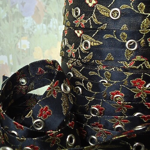 1yd Eyelet Metal Grommet Trim Tape on Double Sided Red Satin Etsy