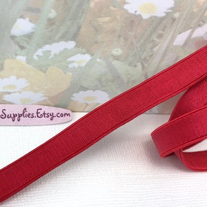 3yd Red Elastic Satin bra Strap Stretch Trim Shiny Ribbon 3/8&quot; inch diy waistband lingerie Elastic bra making supplies doll Headband Garter