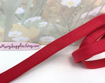 3yd Red Elastic Satin bra Strap Stretch Trim Shiny Ribbon 3/8" inch diy waistband lingerie Elastic bra making supplies doll Headband Garter