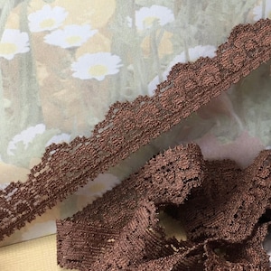 3yd Stretch Lace Elastic Dark Brown scallop Dainty Trim 1/2&quot;  diy  Baby Headband lingerie lace bra making intimates Edging Single Sided RLzz