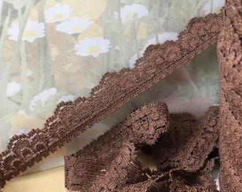 Dark Brown Stretch Lace Trim Scalloped Edging Single Side Trim for diy Bow Headband lingerie bra making crafting Sewing doll cloths RLzz