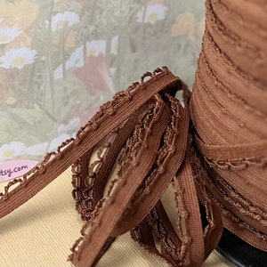 5yds Brown* Elastic Picot loop edge Stretch Trim Skinny 3/8&quot; scalloped loop edging diy Headband Sewing elastic lingerie Underwear bra making