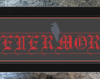 Nevermore Cross Stitch Pattern, Gothic Horror (PDF Pattern)